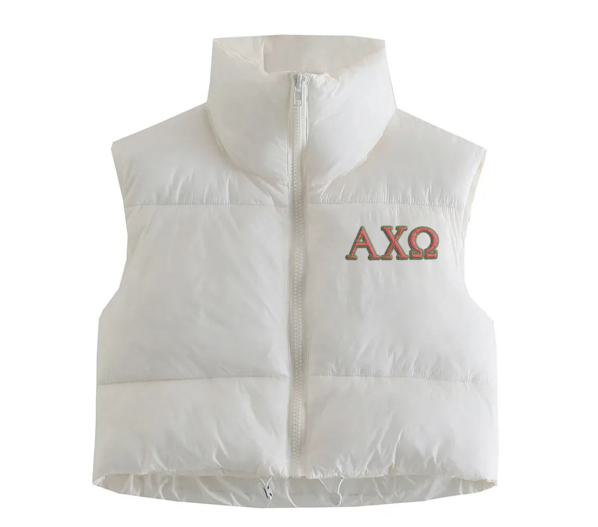 Alpha Chi Omega Embroidered Puffer Vest