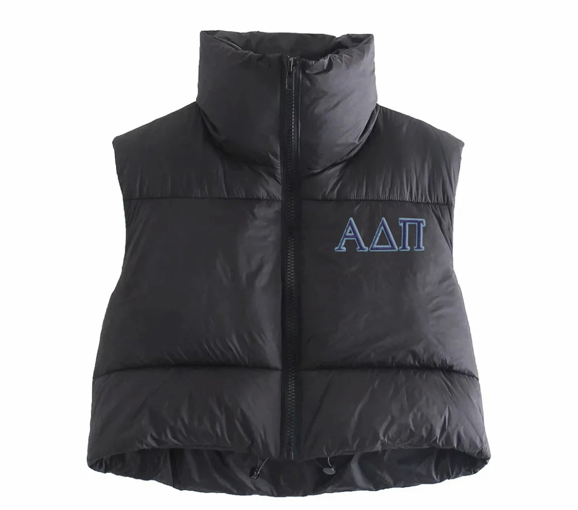 Alpha Delta Pi Embroidered Puffer Vest