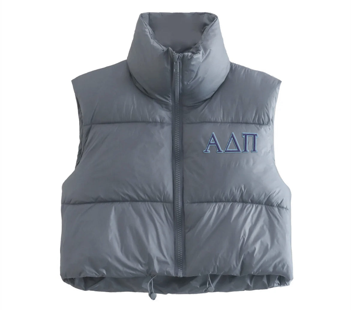 Alpha Delta Pi Embroidered Puffer Vest