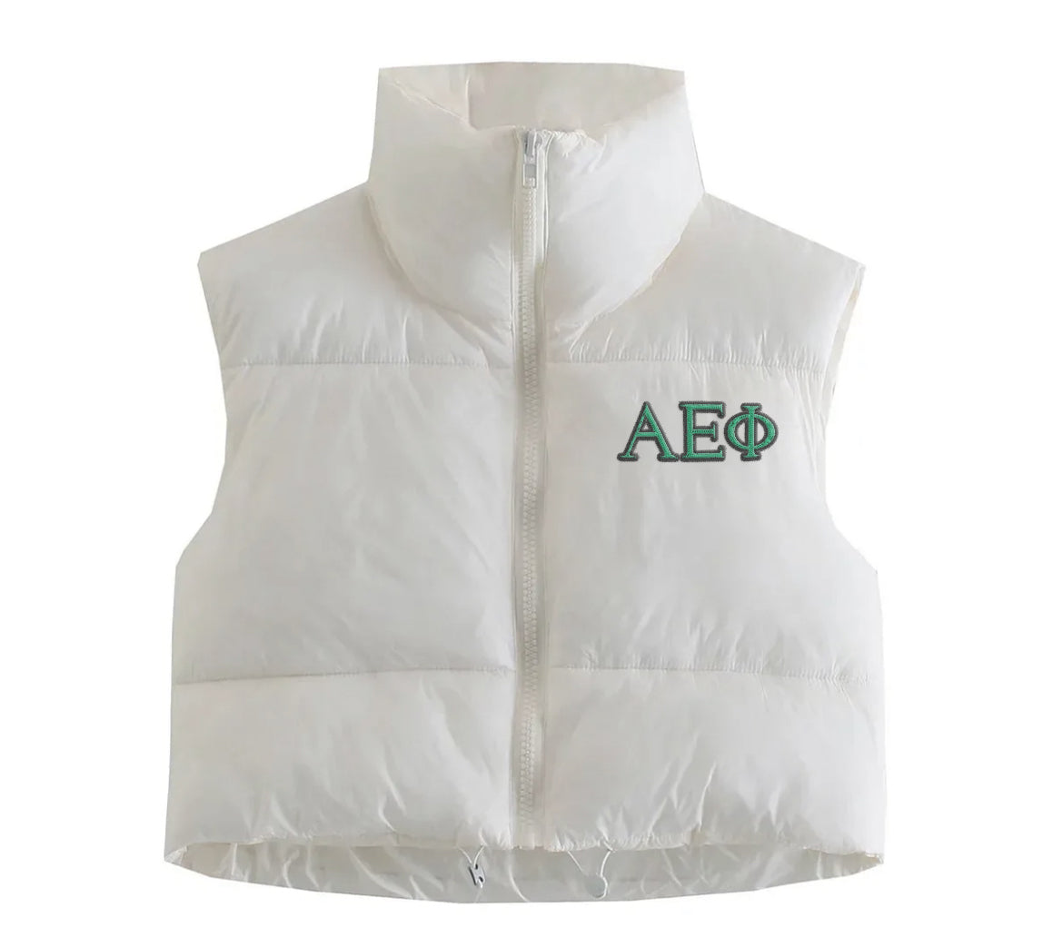 Alpha Epsilon Phi Embroidered Puffer Vest