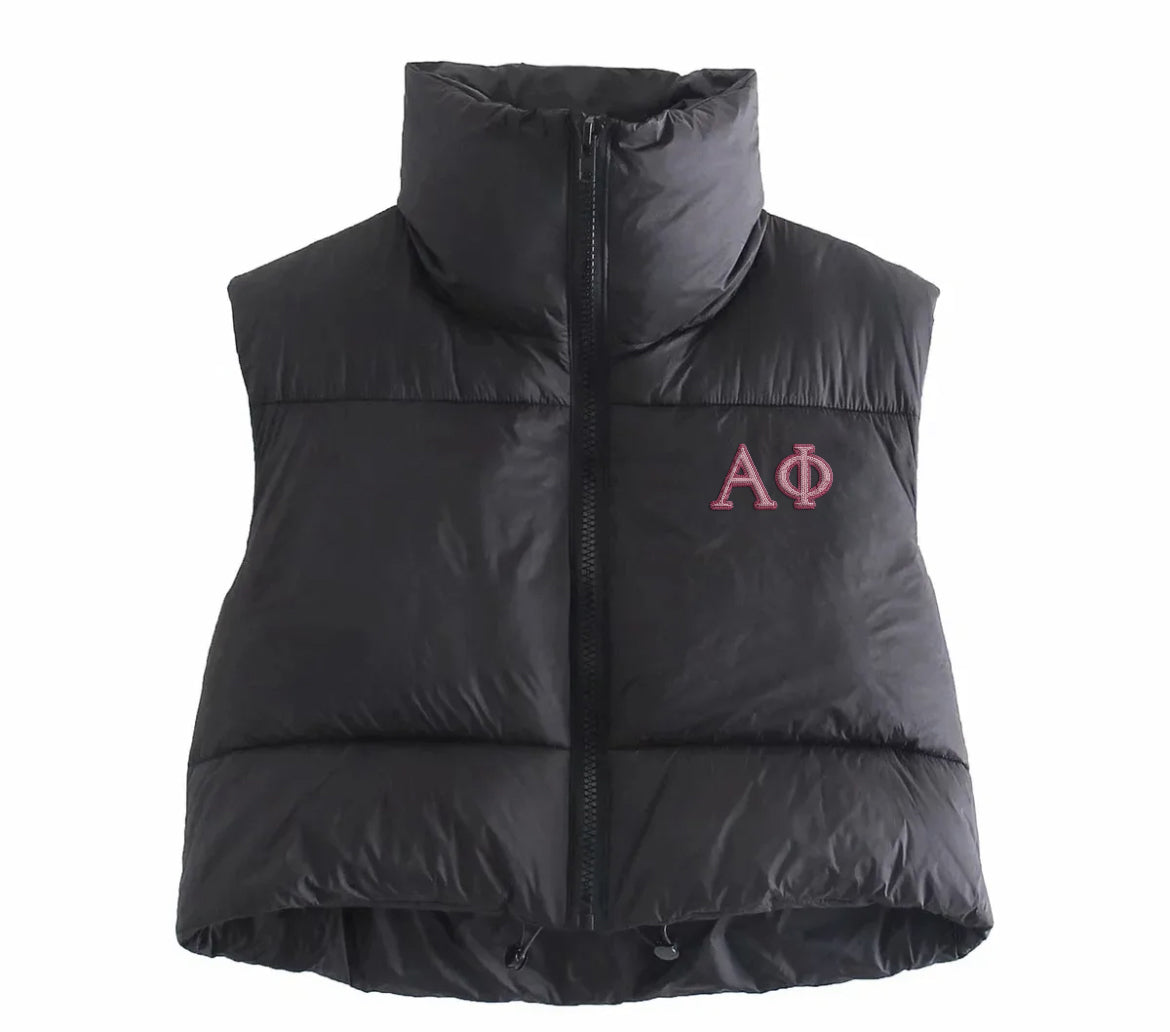 Alpha Phi Embroidered Puffer Vest