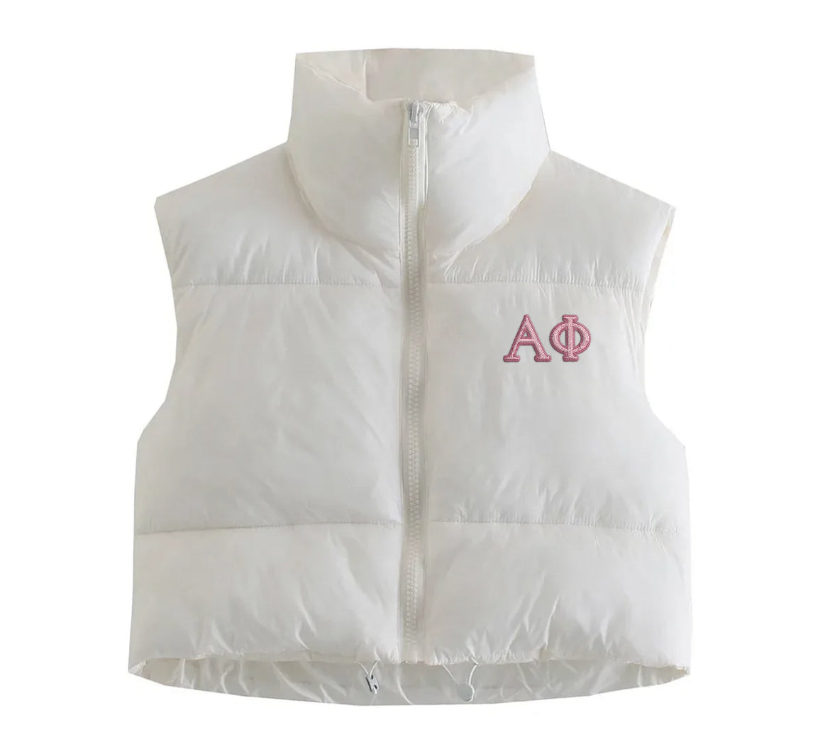 Alpha Phi Embroidered Puffer Vest