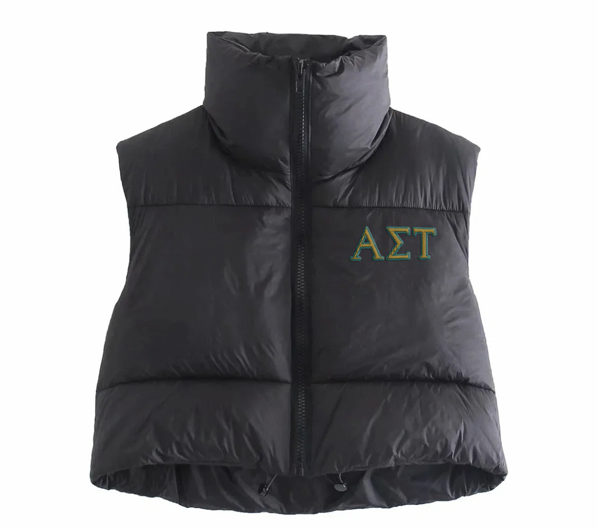 Alpha Sigma Tau Embroidered Puffer Vest