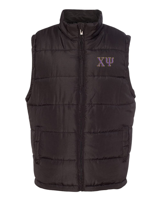 Chi Psi Embroidered Puffer Vest