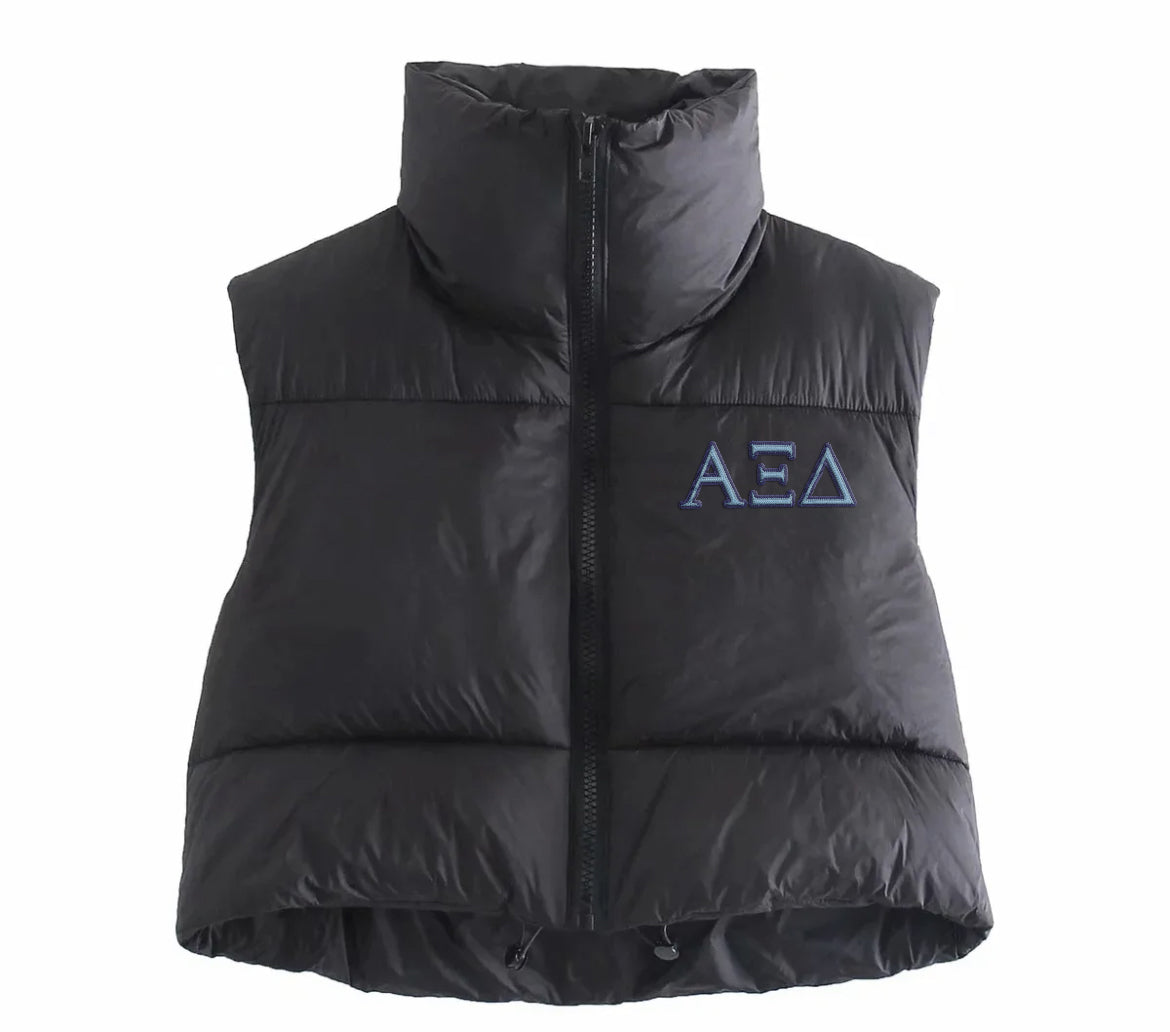 Alpha Xi Delta Embroidered Puffer Vest