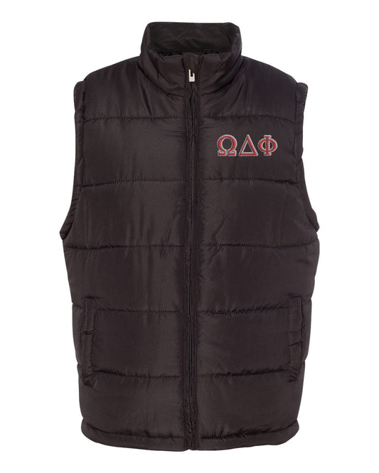 Omega Delta Phi Embroidered Puffer Vest