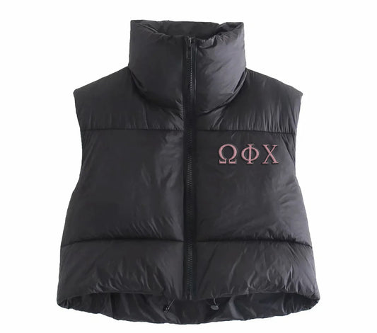 Omega Phi Chi Embroidered Puffer Vest