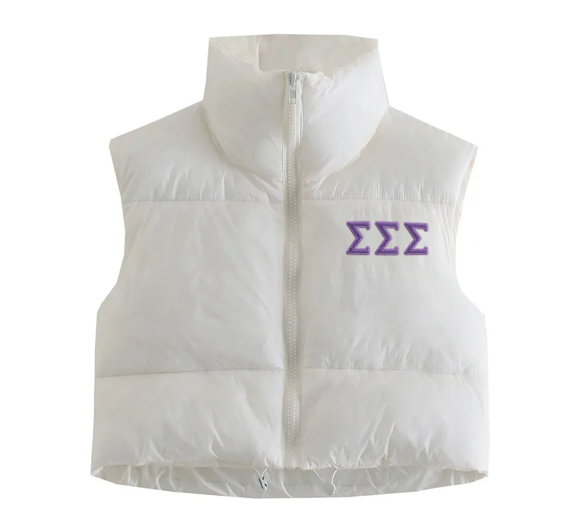 Sigma Sigma Sigma Embroidered Puffer Vest