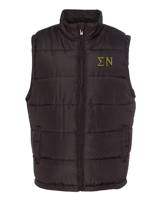 Sigma Nu Embroidered Puffer Vest