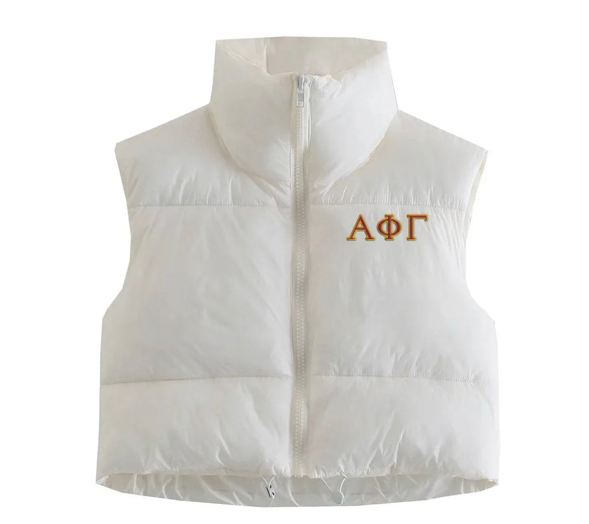 Alpha Phi Gamma Embroidered Puffer Vest